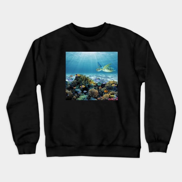 Aquatic Coral Reef Background Crewneck Sweatshirt by ACGraphics